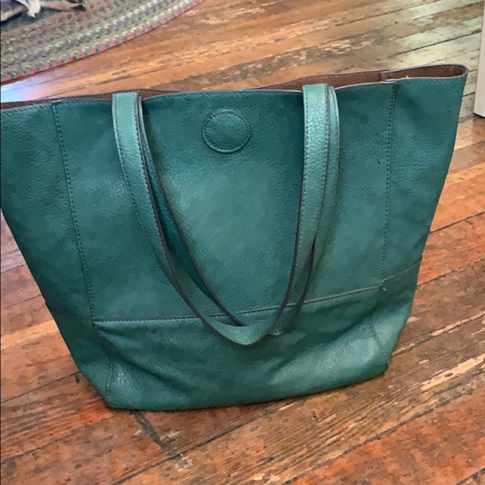 Teal Vegan Leather tote bag